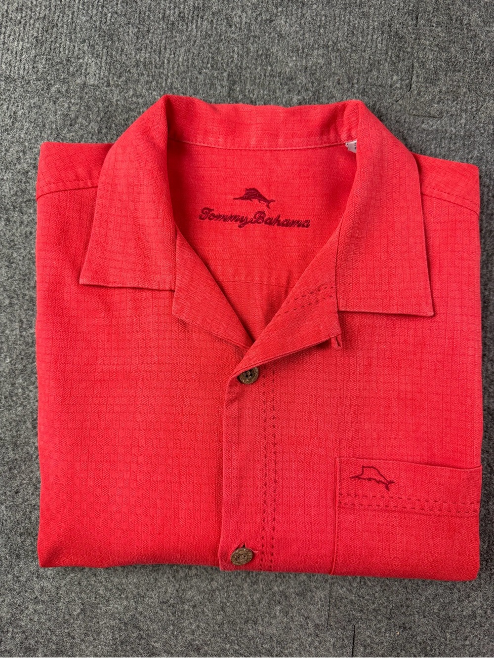 Tommy Bahama Island Zone Mens Silk Blend Short Sleeve Button Up Shirt Size M Red